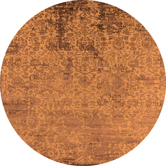 Round Oriental Orange Industrial Rug, urb2568org