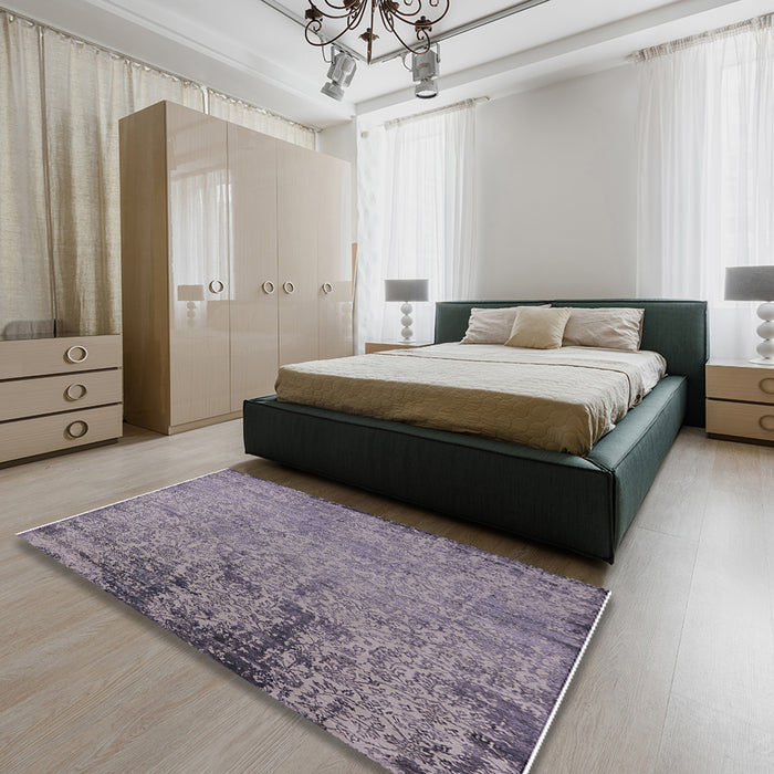 Machine Washable Industrial Modern Viola Purple Rug in a Bedroom, wshurb2568