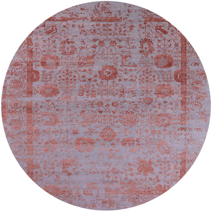Round Machine Washable Industrial Modern Red Rug, wshurb2569