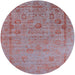 Round Machine Washable Industrial Modern Red Rug, wshurb2569