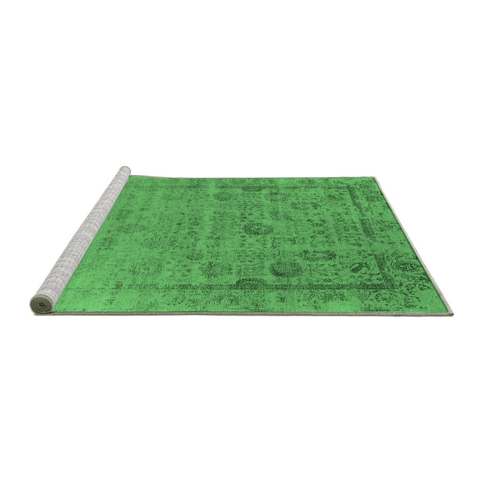 Sideview of Machine Washable Oriental Emerald Green Industrial Area Rugs, wshurb2569emgrn