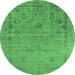 Round Oriental Emerald Green Industrial Rug, urb2569emgrn