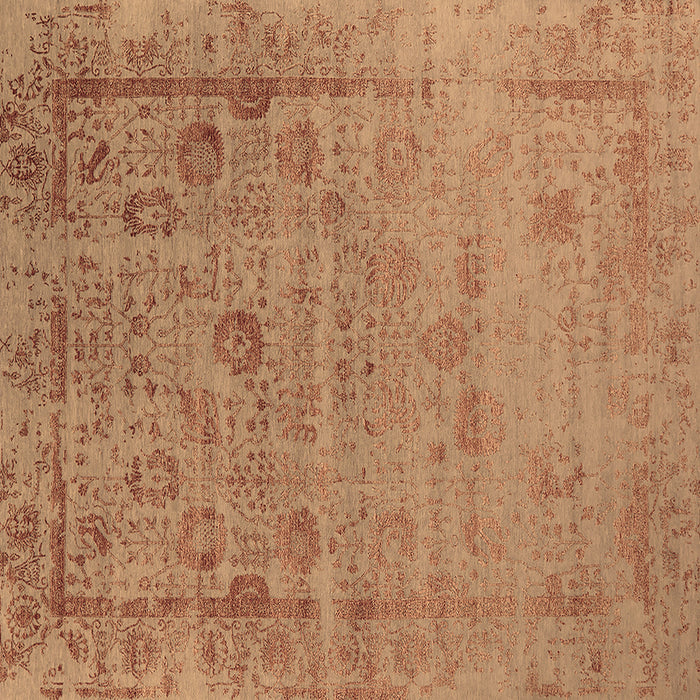 Square Machine Washable Oriental Brown Industrial Rug, wshurb2569brn