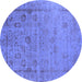 Round Oriental Blue Industrial Rug, urb2569blu