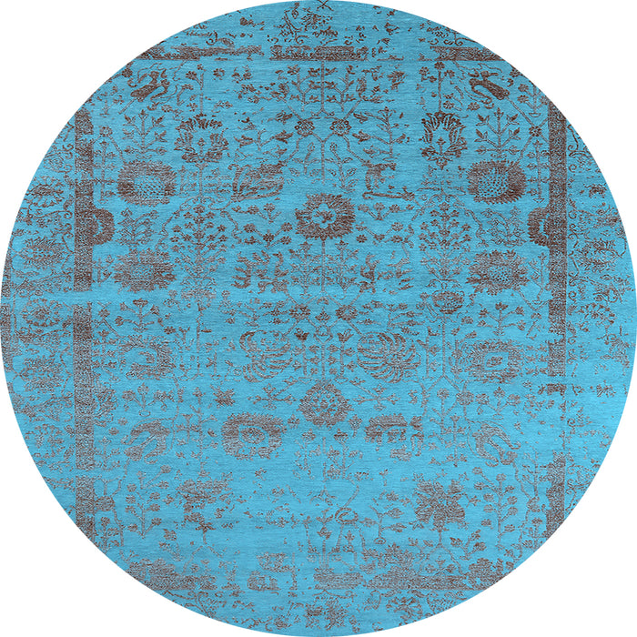 Round Oriental Light Blue Industrial Rug, urb2569lblu