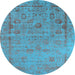 Round Oriental Light Blue Industrial Rug, urb2569lblu