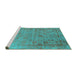 Sideview of Machine Washable Oriental Turquoise Industrial Area Rugs, wshurb2569turq