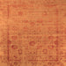 Square Machine Washable Oriental Orange Industrial Area Rugs, wshurb2569org