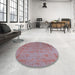 Round Mid-Century Modern Red Oriental Rug in a Office, urb2569