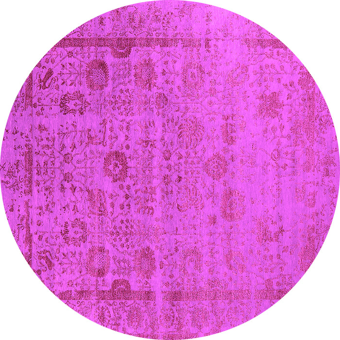 Round Machine Washable Oriental Pink Industrial Rug, wshurb2569pnk