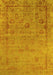 Machine Washable Oriental Yellow Industrial Rug, wshurb2569yw