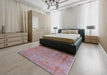 Mid-Century Modern Red Oriental Rug in a Bedroom, urb2569