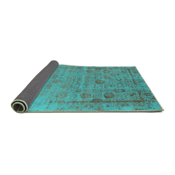 Sideview of Oriental Turquoise Industrial Rug, urb2569turq