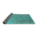 Sideview of Oriental Turquoise Industrial Rug, urb2569turq