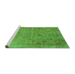 Sideview of Machine Washable Oriental Green Industrial Area Rugs, wshurb2569grn