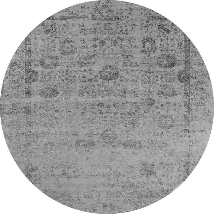 Round Oriental Gray Industrial Rug, urb2569gry