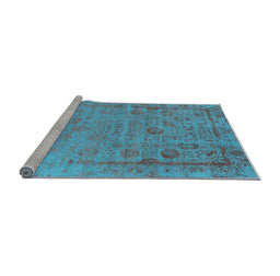 Sideview of Machine Washable Oriental Light Blue Industrial Rug, wshurb2569lblu