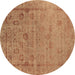 Round Oriental Brown Industrial Rug, urb2569brn