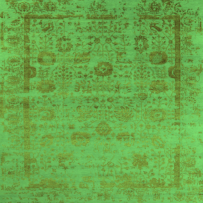 Square Machine Washable Oriental Green Industrial Area Rugs, wshurb2569grn