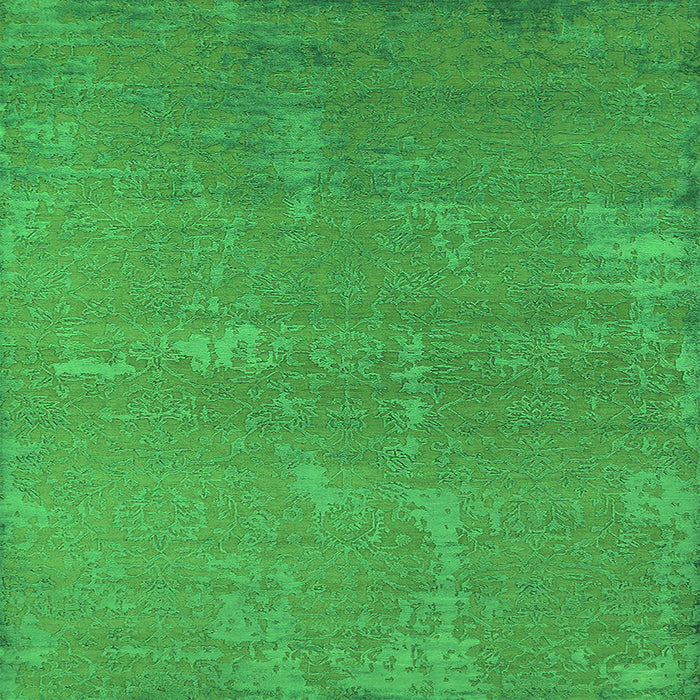 Square Machine Washable Oriental Green Industrial Area Rugs, wshurb2570grn