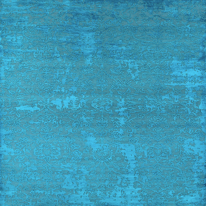 Square Machine Washable Oriental Light Blue Industrial Rug, wshurb2570lblu