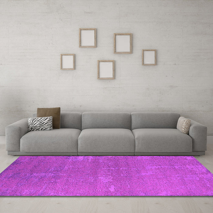 Machine Washable Oriental Pink Industrial Rug in a Living Room, wshurb2570pnk