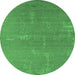 Round Machine Washable Oriental Emerald Green Industrial Area Rugs, wshurb2570emgrn