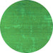 Round Oriental Green Industrial Rug, urb2570grn