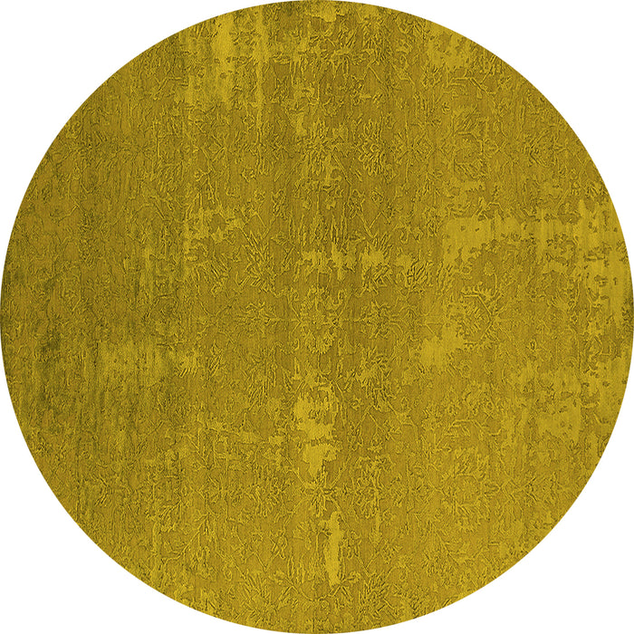 Round Oriental Yellow Industrial Rug, urb2570yw