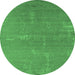 Round Oriental Emerald Green Industrial Rug, urb2570emgrn