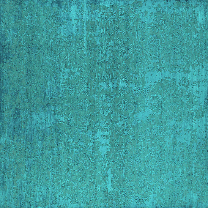 Square Machine Washable Oriental Turquoise Industrial Area Rugs, wshurb2570turq