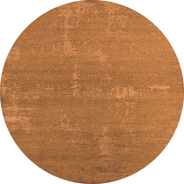 Round Machine Washable Oriental Orange Industrial Area Rugs, wshurb2570org