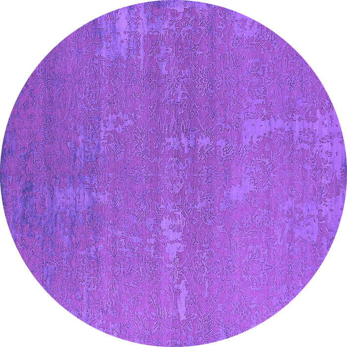 Round Machine Washable Oriental Purple Industrial Area Rugs, wshurb2570pur