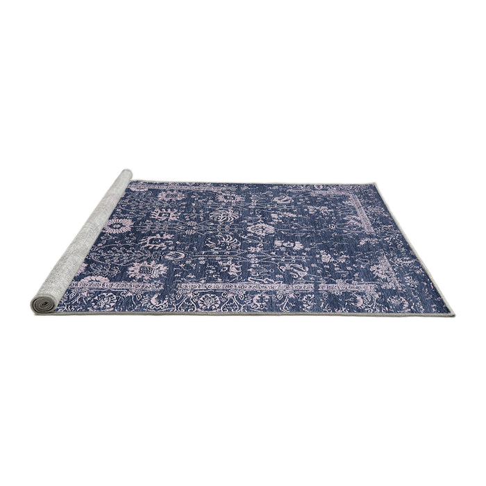 Sideview of Machine Washable Industrial Modern Blue Rug, wshurb2571