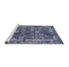 Sideview of Machine Washable Industrial Modern Blue Rug, wshurb2571