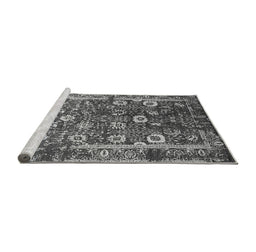 Sideview of Machine Washable Oriental Gray Industrial Rug, wshurb2571gry