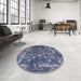 Round Machine Washable Industrial Modern Blue Rug in a Office, wshurb2571