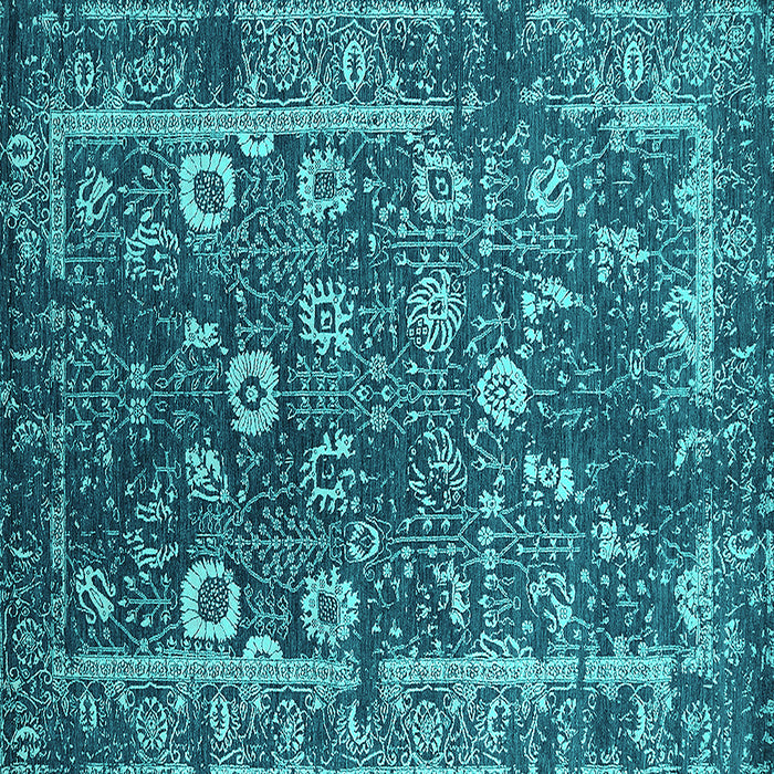 Square Machine Washable Oriental Turquoise Industrial Area Rugs, wshurb2571turq