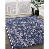 Mid-Century Modern Blue Oriental Rug, urb2571