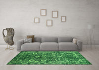 Machine Washable Oriental Green Industrial Rug, wshurb2571grn