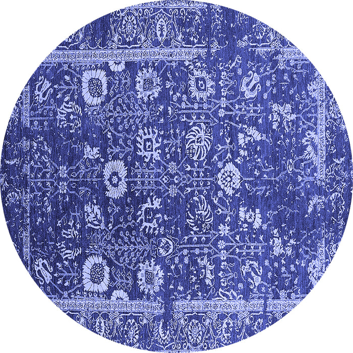 Round Oriental Blue Industrial Rug, urb2571blu