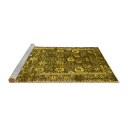 Sideview of Machine Washable Oriental Yellow Industrial Rug, wshurb2571yw