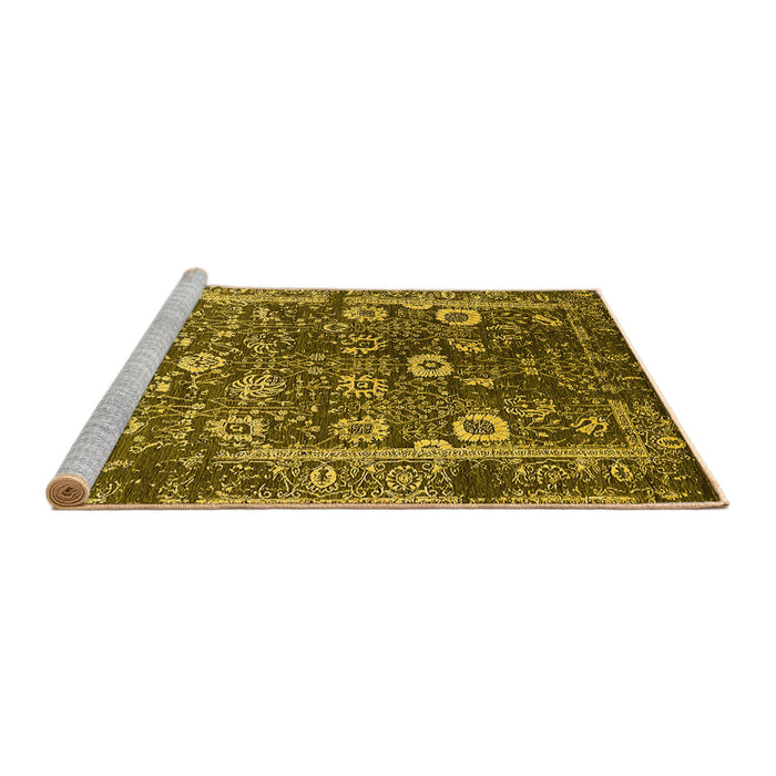 Sideview of Machine Washable Oriental Yellow Industrial Rug, wshurb2571yw