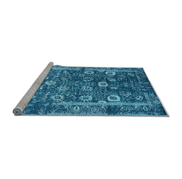 Sideview of Machine Washable Oriental Light Blue Industrial Rug, wshurb2571lblu