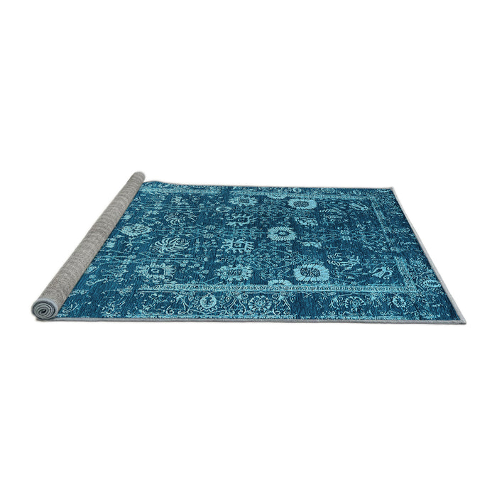 Sideview of Machine Washable Oriental Light Blue Industrial Rug, wshurb2571lblu