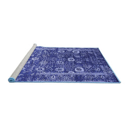 Sideview of Machine Washable Oriental Blue Industrial Rug, wshurb2571blu