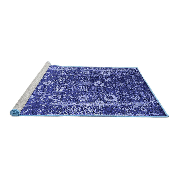 Sideview of Machine Washable Oriental Blue Industrial Rug, wshurb2571blu