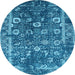 Round Oriental Light Blue Industrial Rug, urb2571lblu