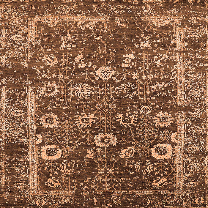 Square Machine Washable Oriental Orange Industrial Area Rugs, wshurb2571org