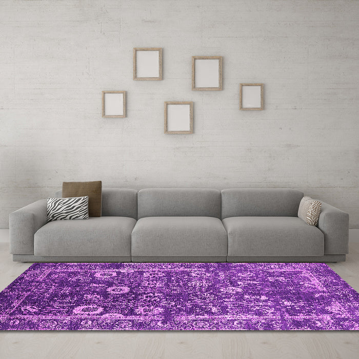 Machine Washable Oriental Pink Industrial Rug in a Living Room, wshurb2571pnk